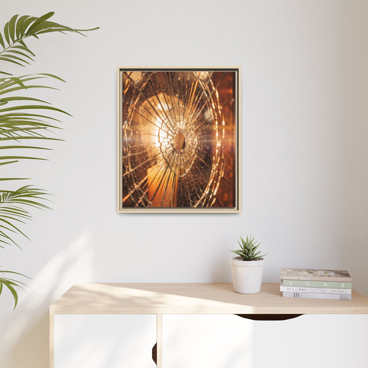 Matte Canvas, Framed - Golden Fractured Art — Natural /... |...
