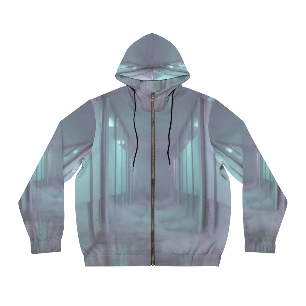 Men's Full-Zip Hoodie - Liminal Corridor Fog Art Print |...