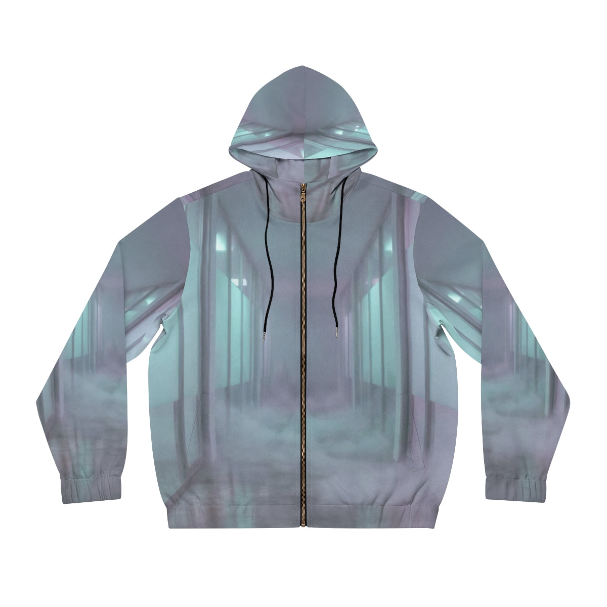 Men's Full-Zip Hoodie - Liminal Corridor Fog Art Print |...