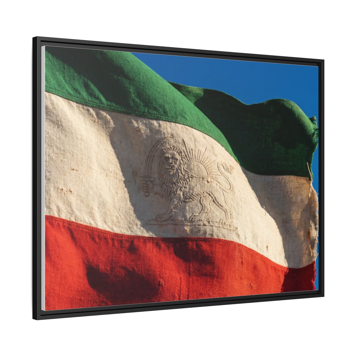 Framed Canvas Art - Distressed Flag — Black / 1.25"