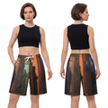 Athletic Long Shorts - Shadowed Alleyway Mystery Art Print |...