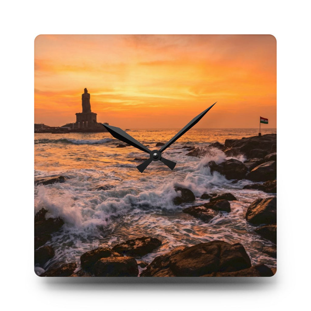 Acrylic Wall Clock - Golden Hour Coast