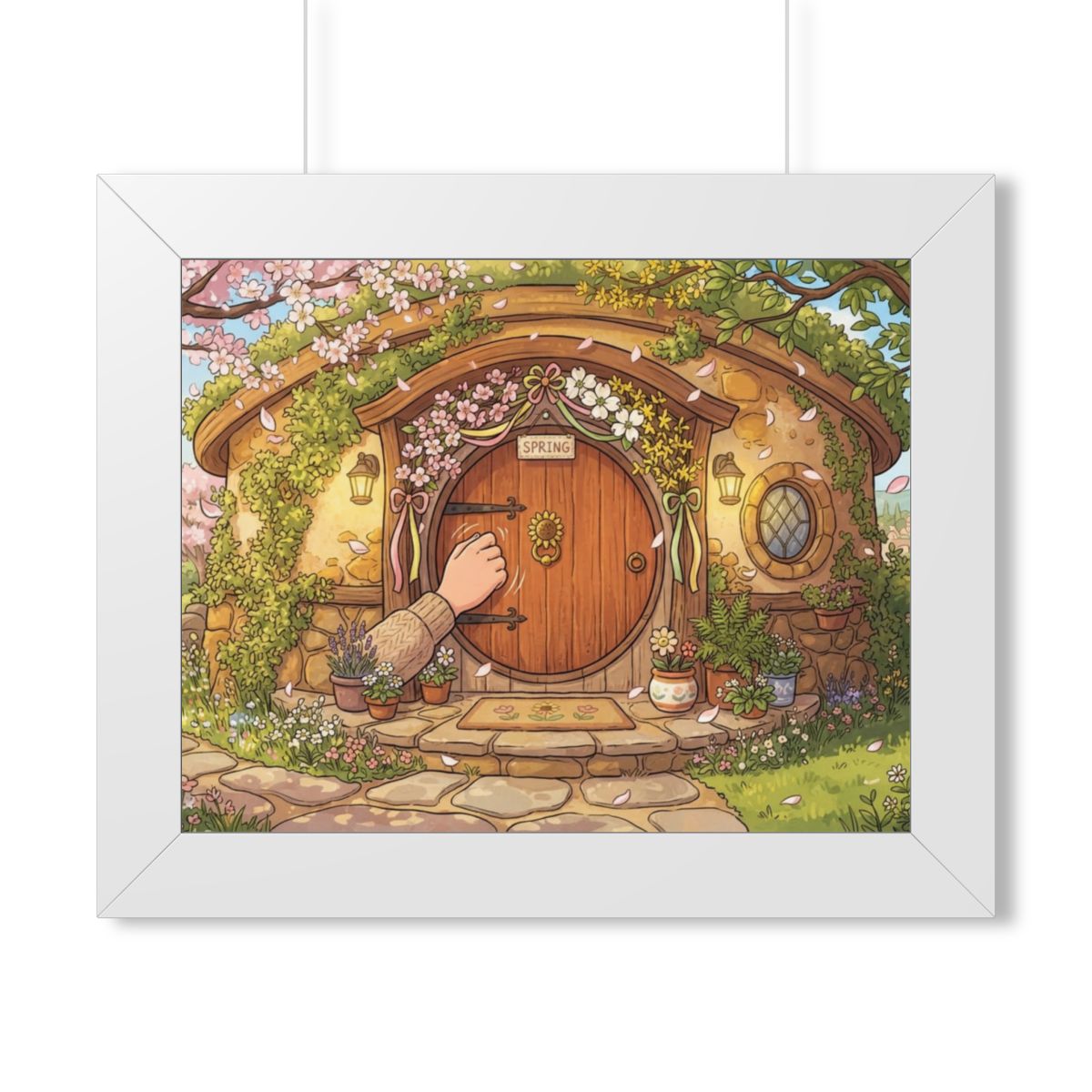 Framed Horizontal Poster - Spring Garden Entry — White... |...
