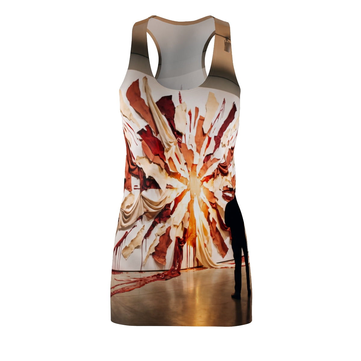 Crimson Burst Racerback Dress Avant-Garde Art