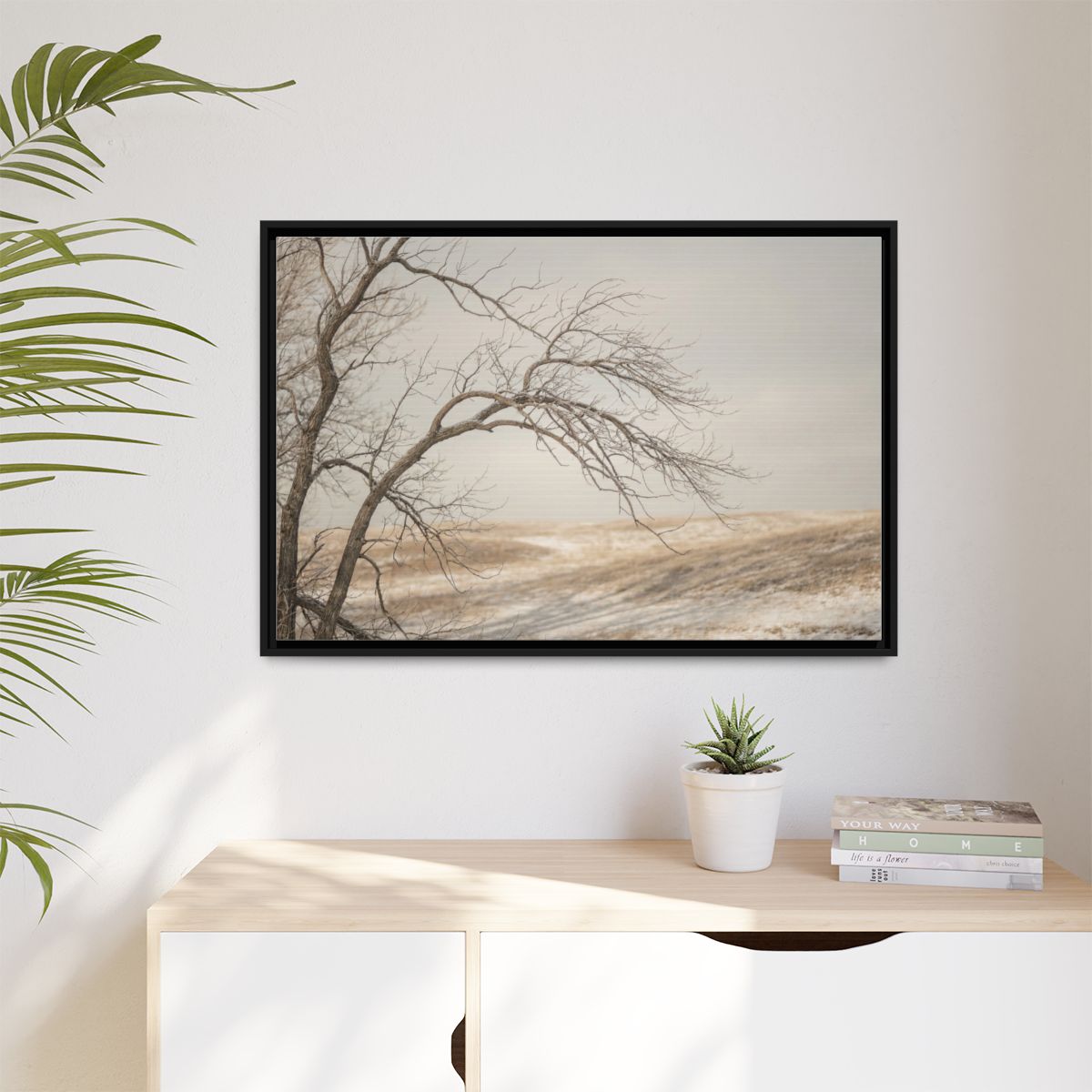 Matte Canvas, Framed - Winter Branch Solitude Landscape —......