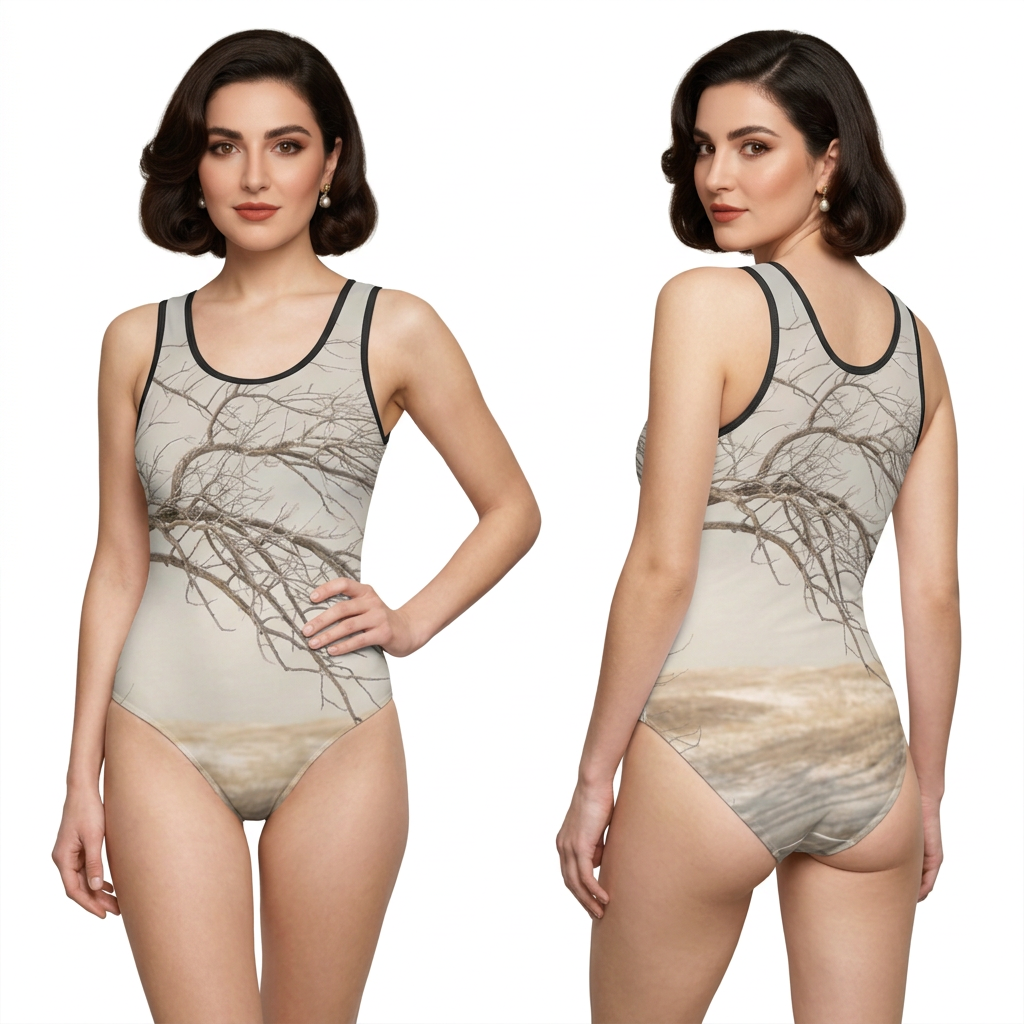 Women's Classic One-Piece Swimsuit - Winter Branch Solitude...