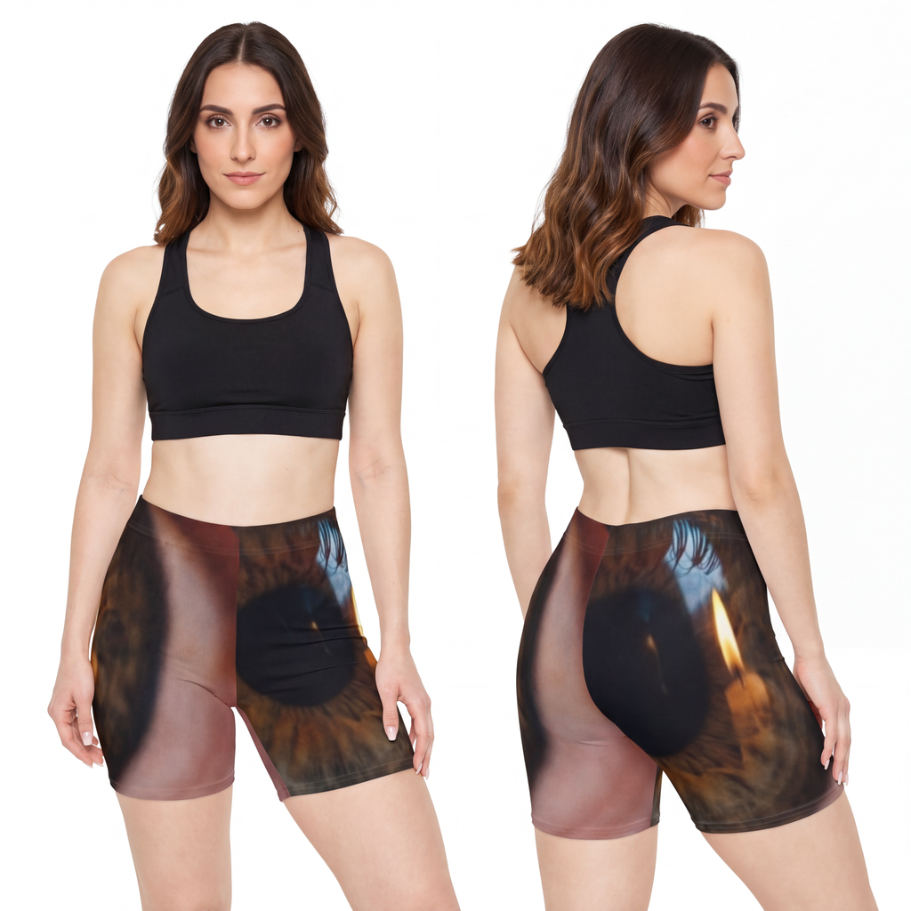 Women's Biker Shorts - Amber Iris Reflection Fine Art Print...