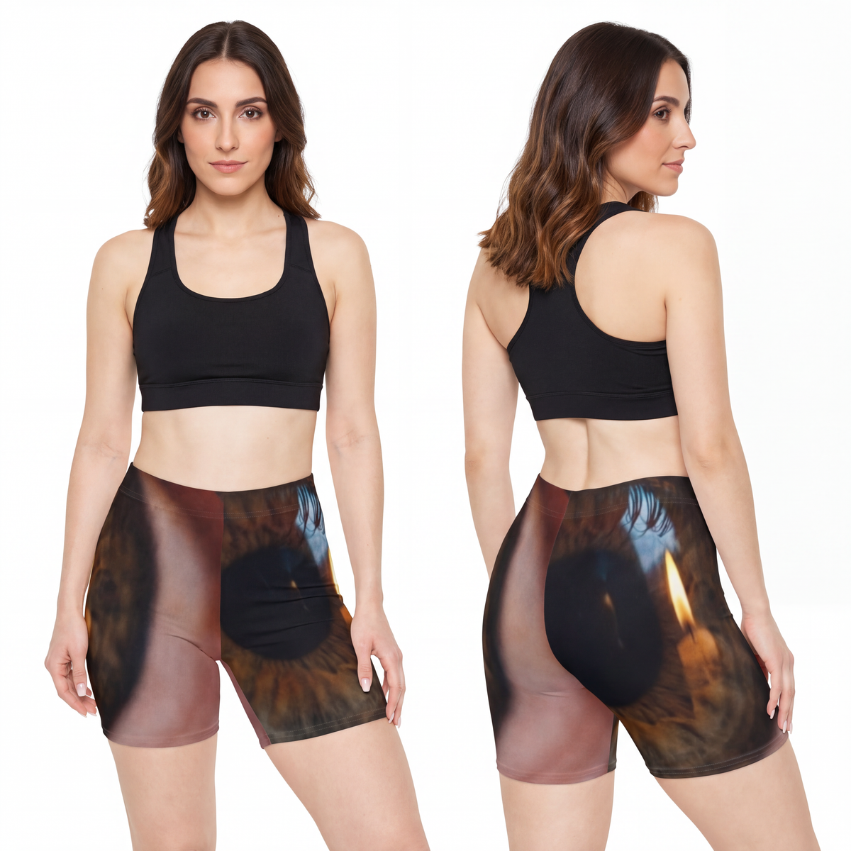 Women's Biker Shorts - Amber Iris Reflection Fine Art Print...