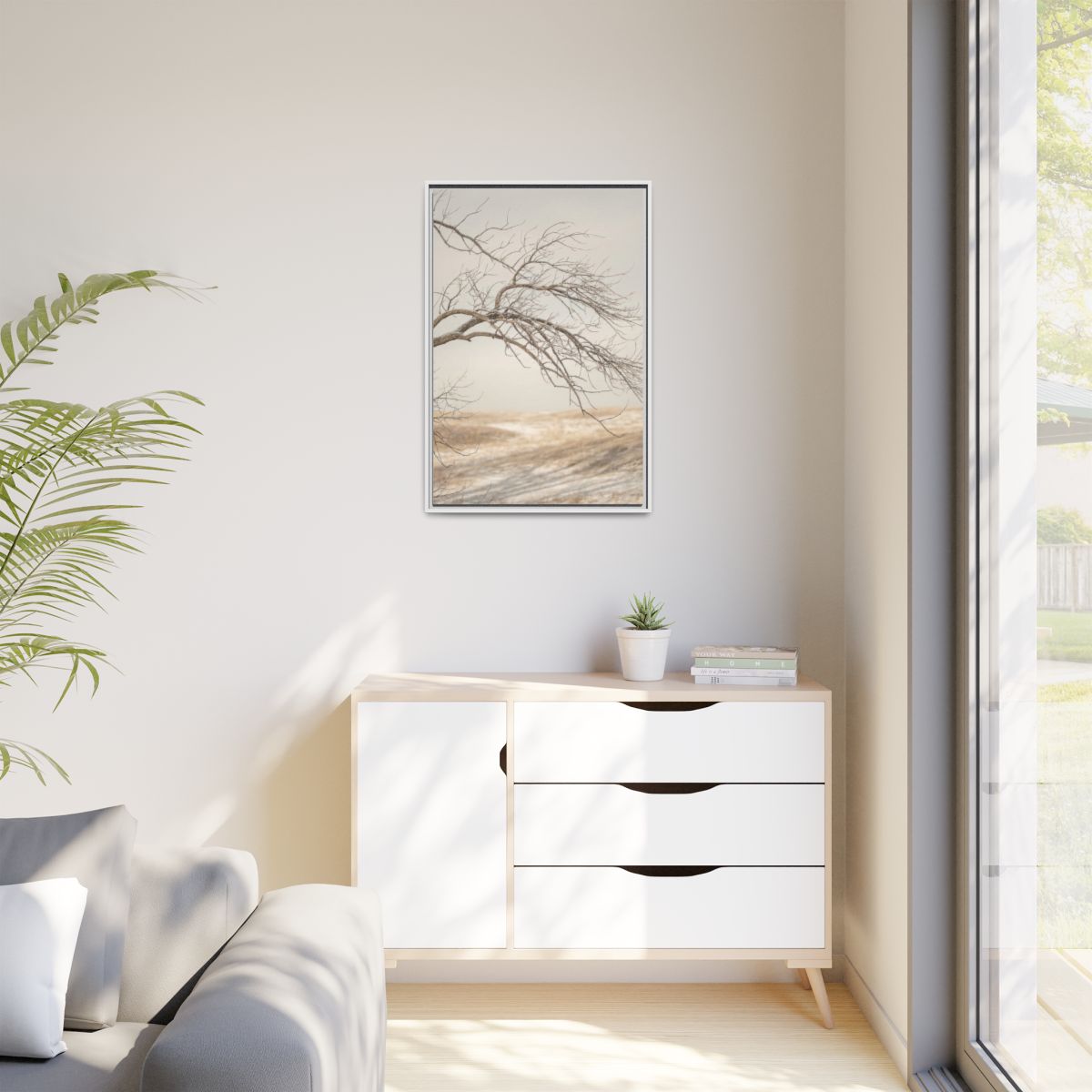 Matte Canvas, Framed - Winter Branch Solitude Landscape —......