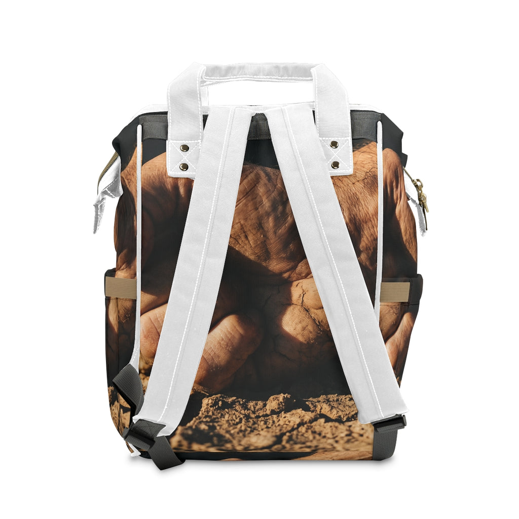Fist in Cracked Earth Diaper Backpack