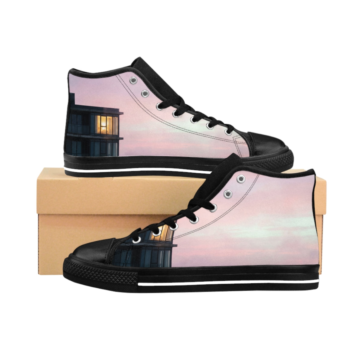 Pastel Dusk Cityscape Women's Classic Sneakers