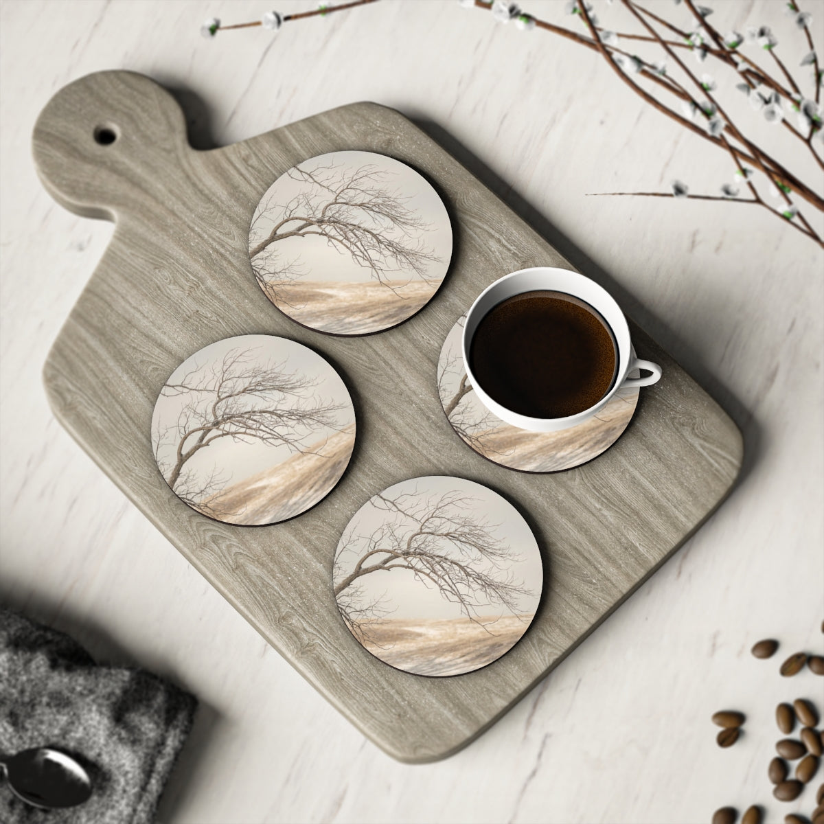Drink Coasters - Winter Tree Aesthetic