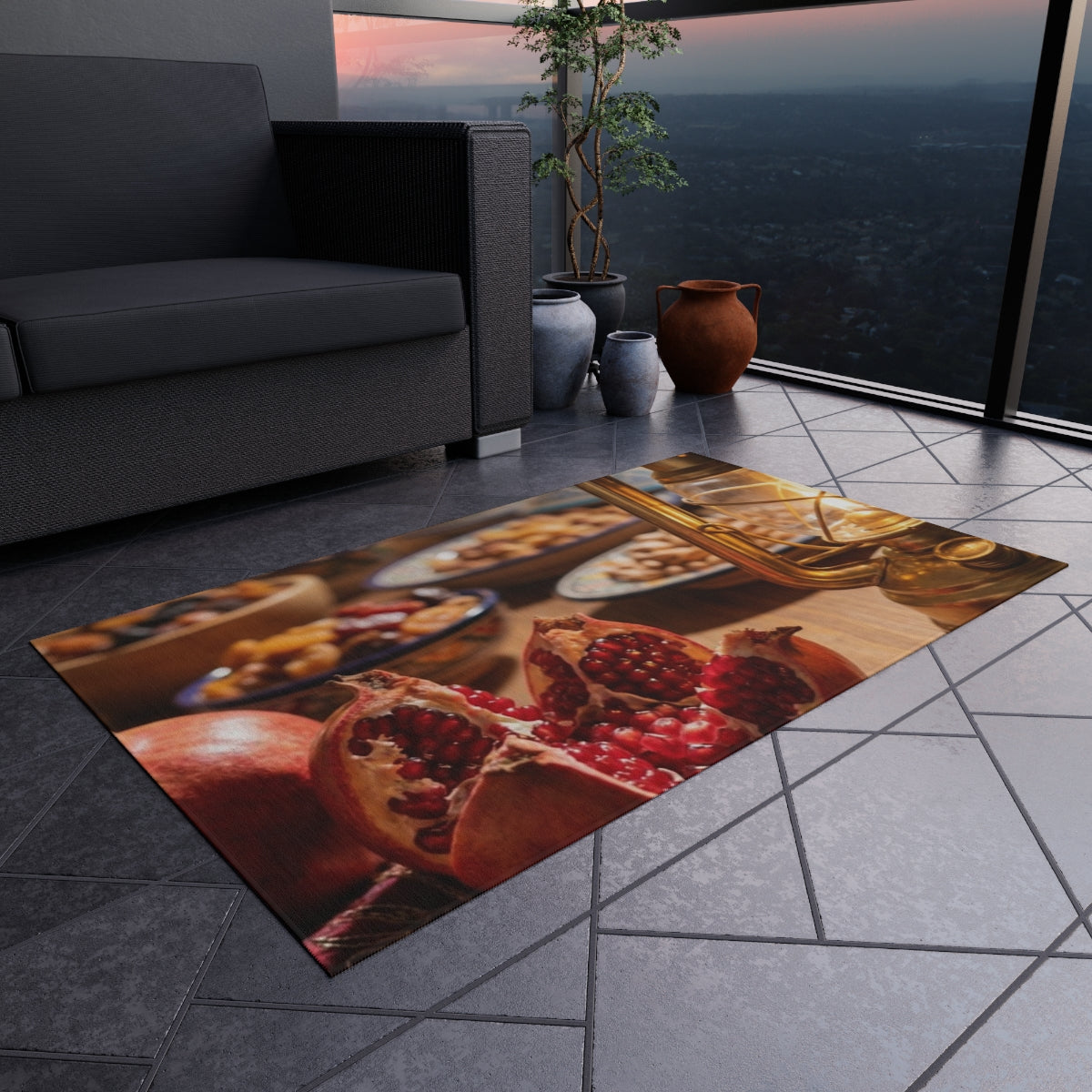 Outdoor Rug - Warm Sunset Feast | Echovira Gallery