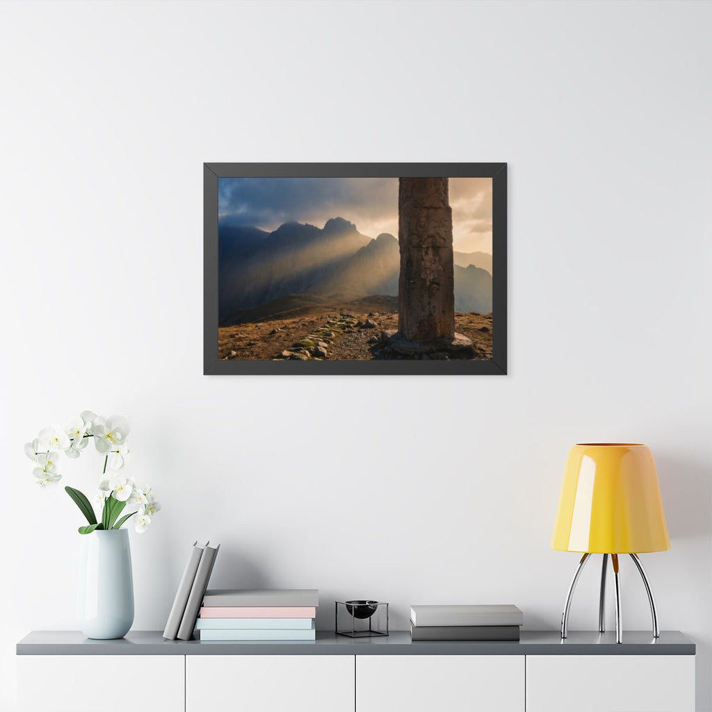 Framed Horizontal Poster - Mystic Monolith Ancient Persian...