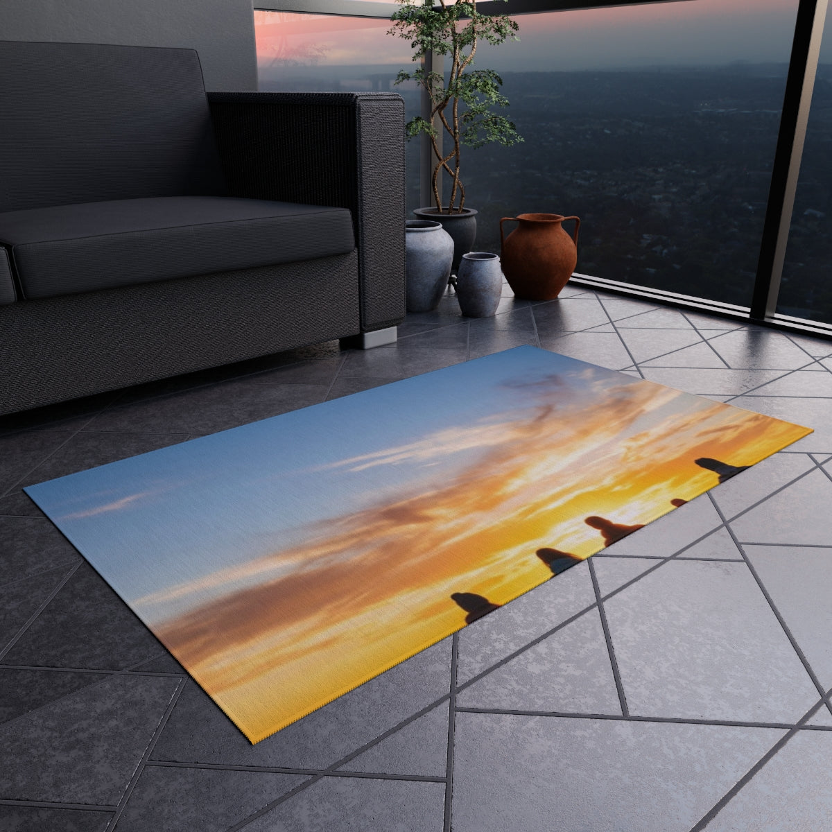 Outdoor Rug - Golden Hour Horizon | Echovira Gallery