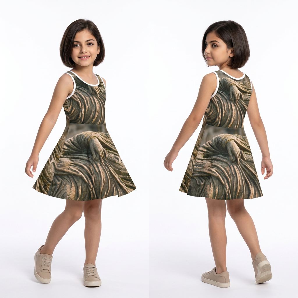 Vestido sin mangas para niña: drapeado de piedra