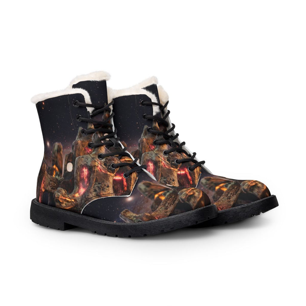 Cosmic Sentinels Men's Fur Leather Boots