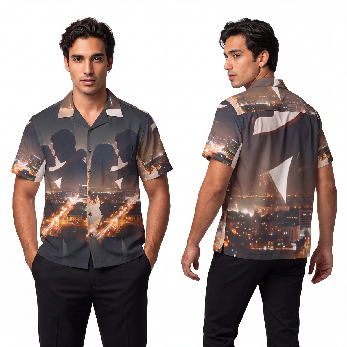 Men's Hawaiian Shirt - Midnight City Romance | Echovira...