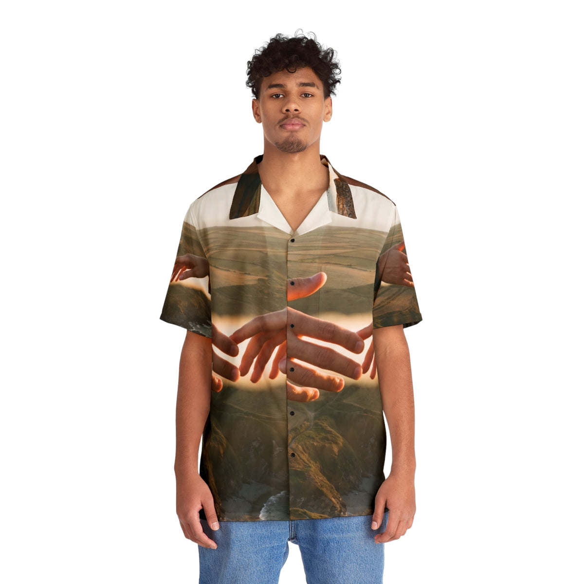 Men's Hawaiian Shirt - The Infinite Touch | Ethereal Coastal...