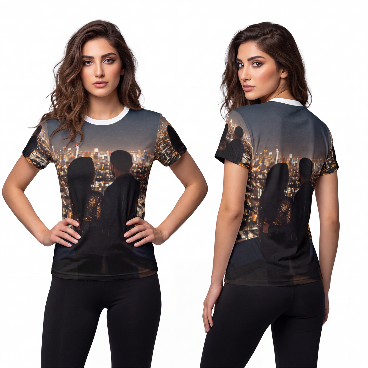 Women's Cut & Sew Tee - Midnight Skyline | Echovira Gallery