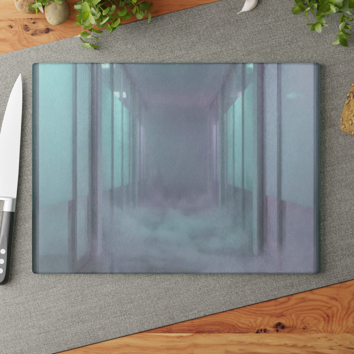 Glass Cutting Board - Liminal Corridor Fog Art Print |...