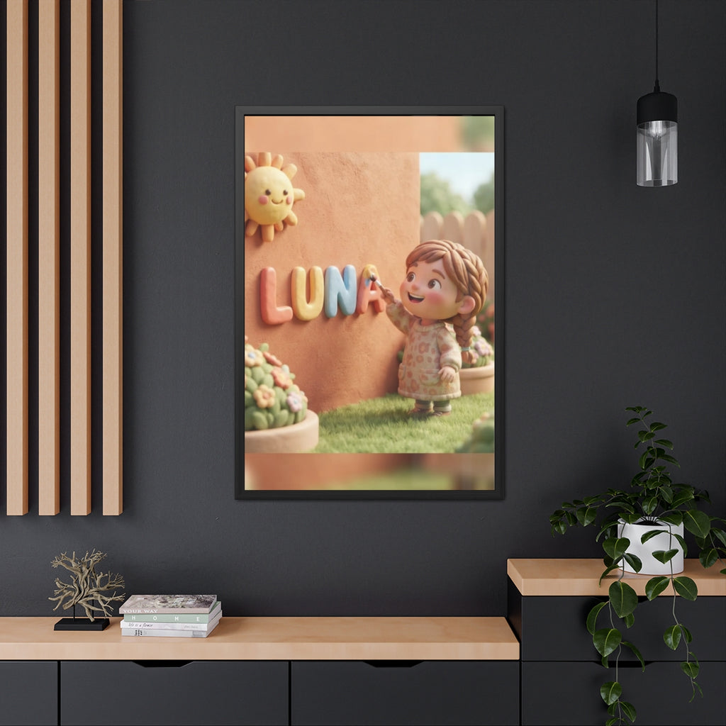 Framed Poster - Luna Sunshine Clay Garden — Portrait (8×12...