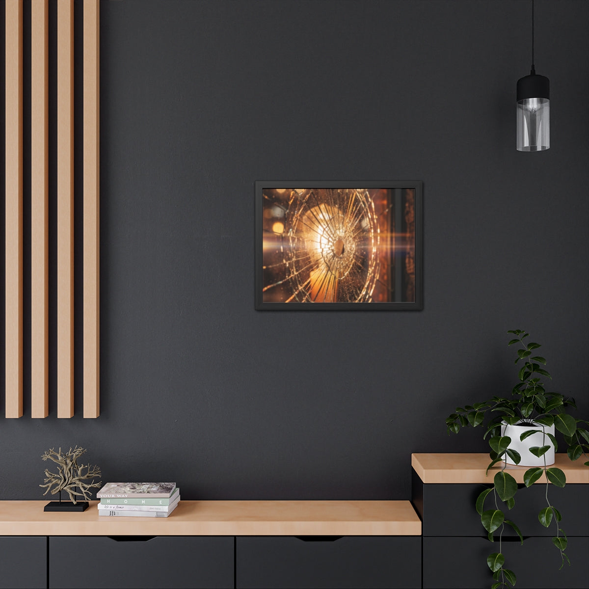 Framed Poster - Moody Fractured Glass — Landscape
