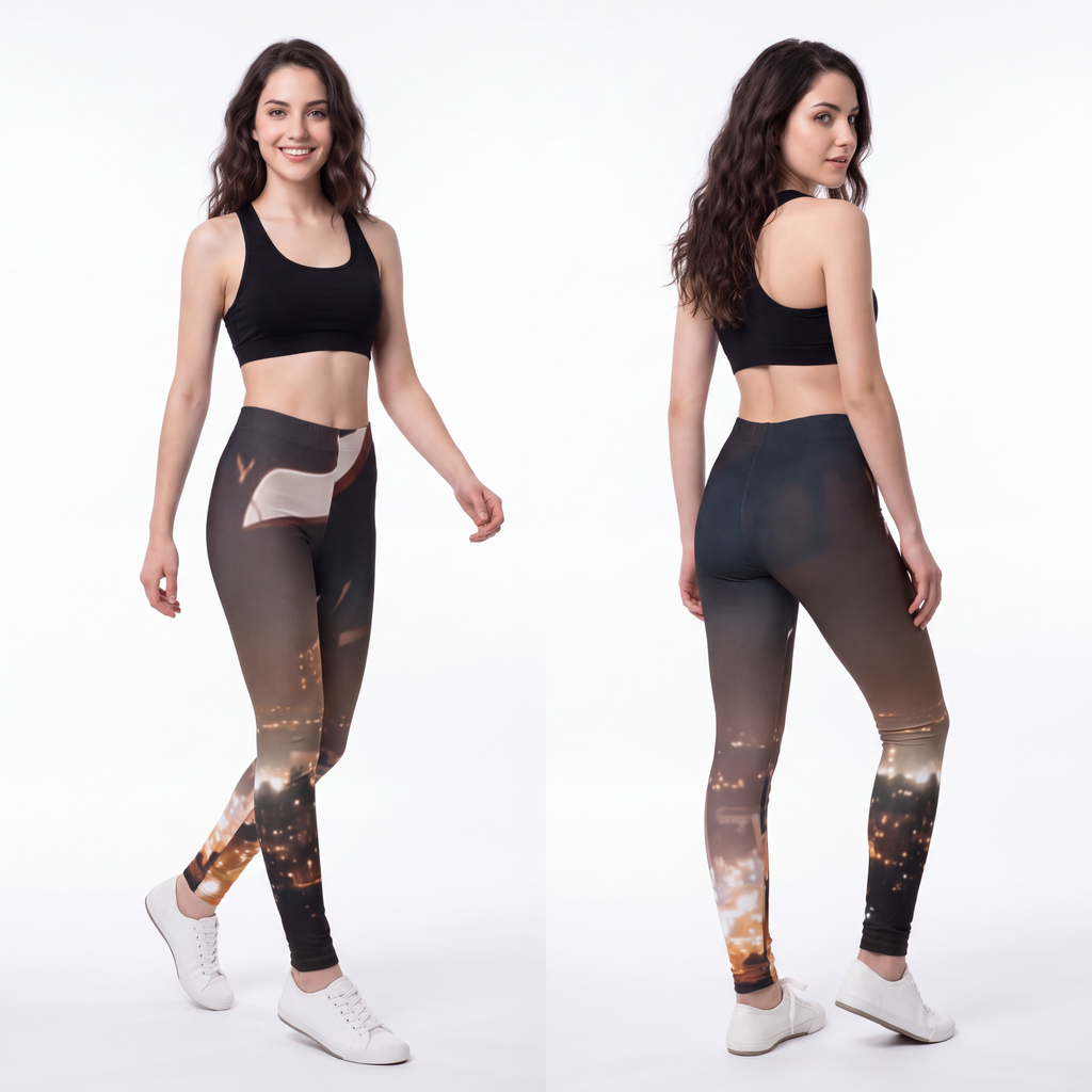Youth Leggings - City Twilight Lights | Echovira Gallery