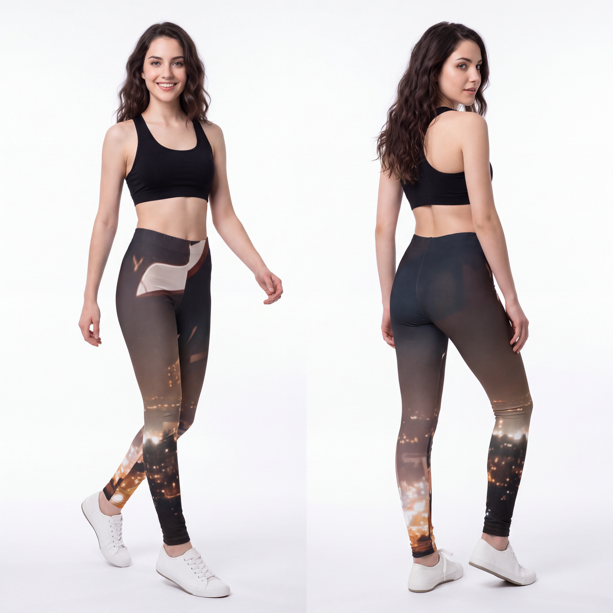Youth Leggings - City Twilight Lights | Echovira Gallery