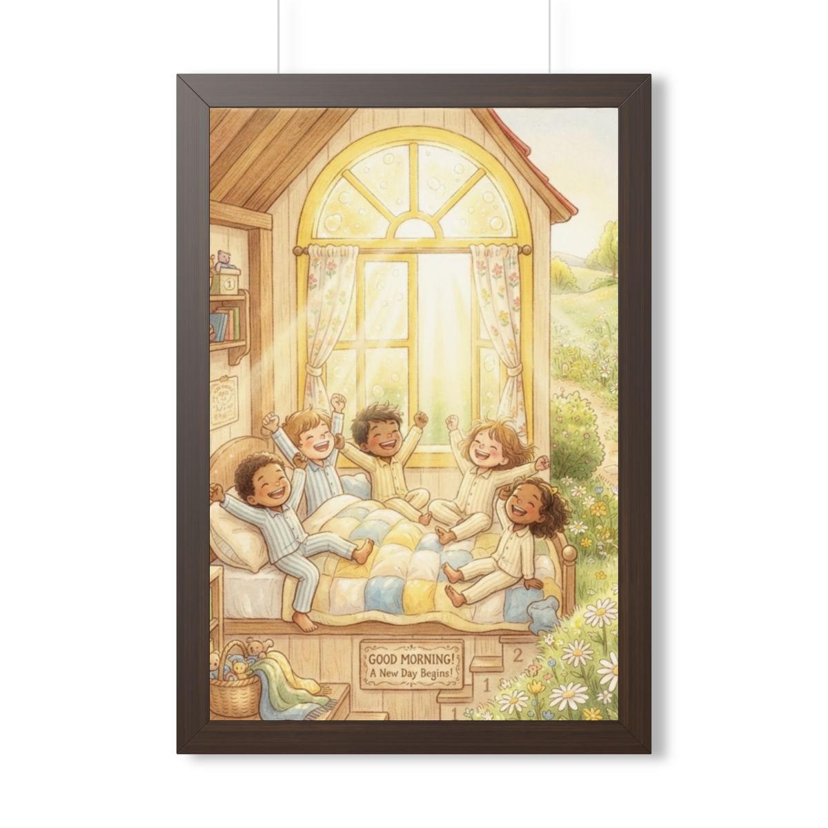 Framed Vertical Poster - Sunny Morning Loft — Walnut (11×14...