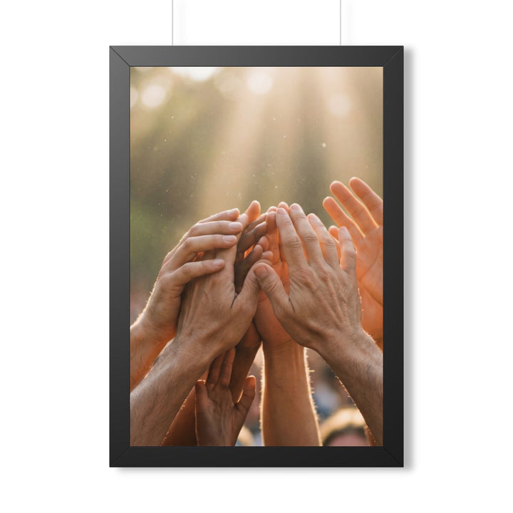 Framed Vertical Poster - Golden Rays of Unity Wall Art (11×14, 12×16, 16×16, 16×20, 16×24, 12×36 & 20×30)