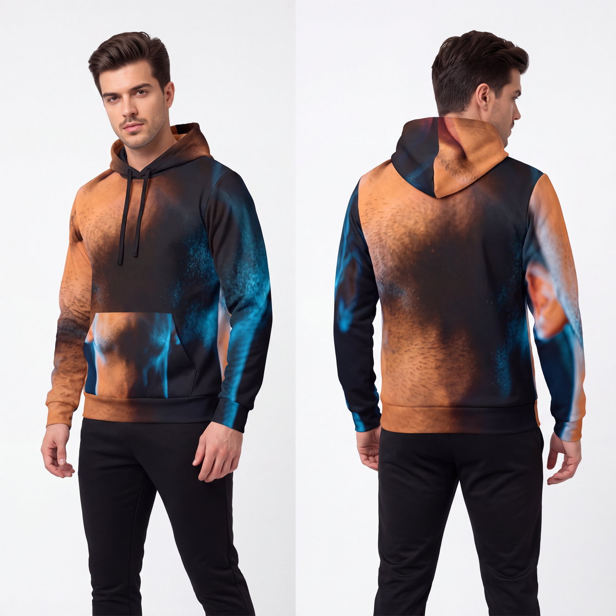 Men's Athletic Hoodie - Midnight Glow Portrait | Echovira...