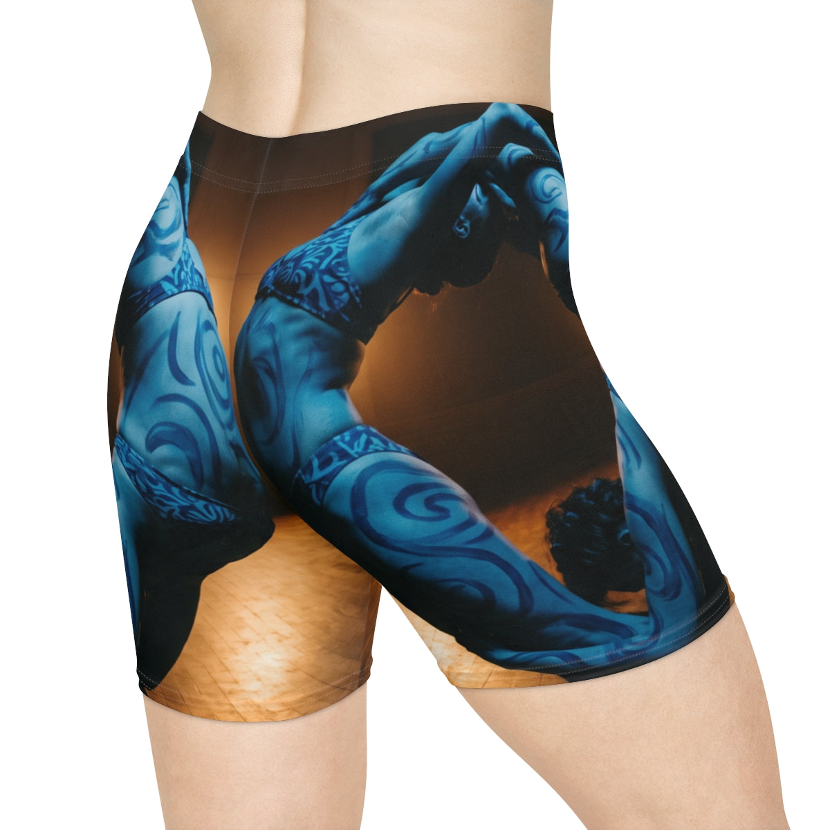 Women's Biker Shorts - Cerulean Swirl | Echovira Gallery
