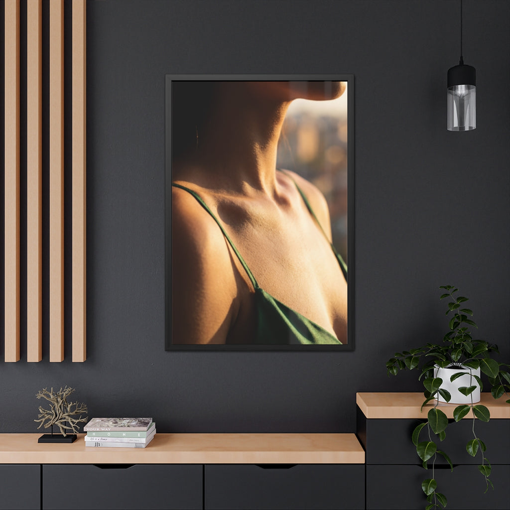 Golden Hour Framed Poster - Elegant Sunkissed Art — Portrait...