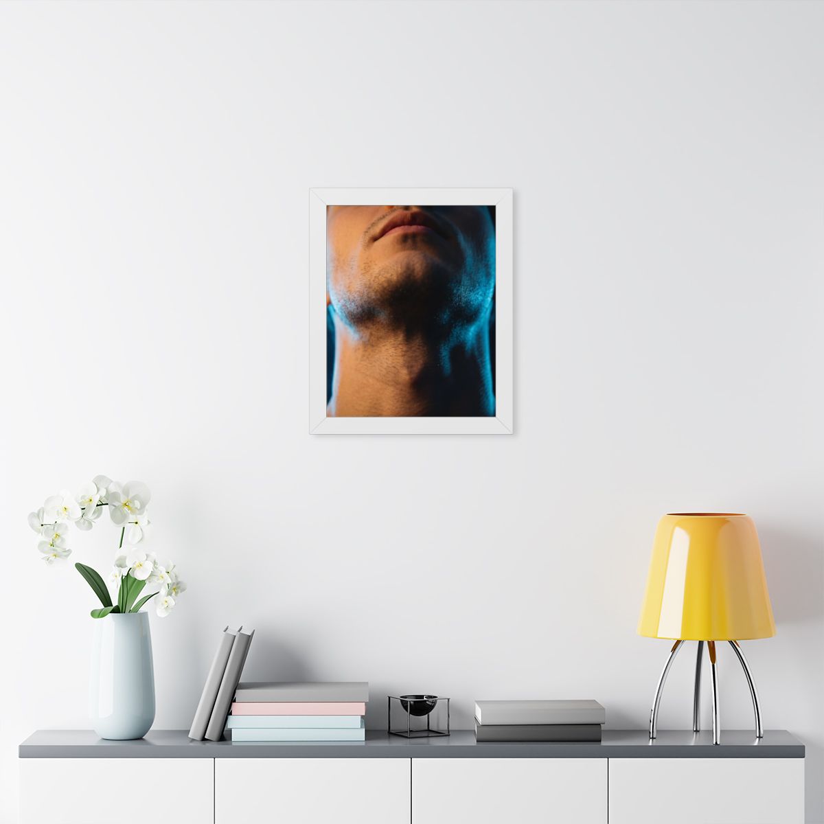 Framed Vertical Poster - Neon Horizon Portrait — White... |...