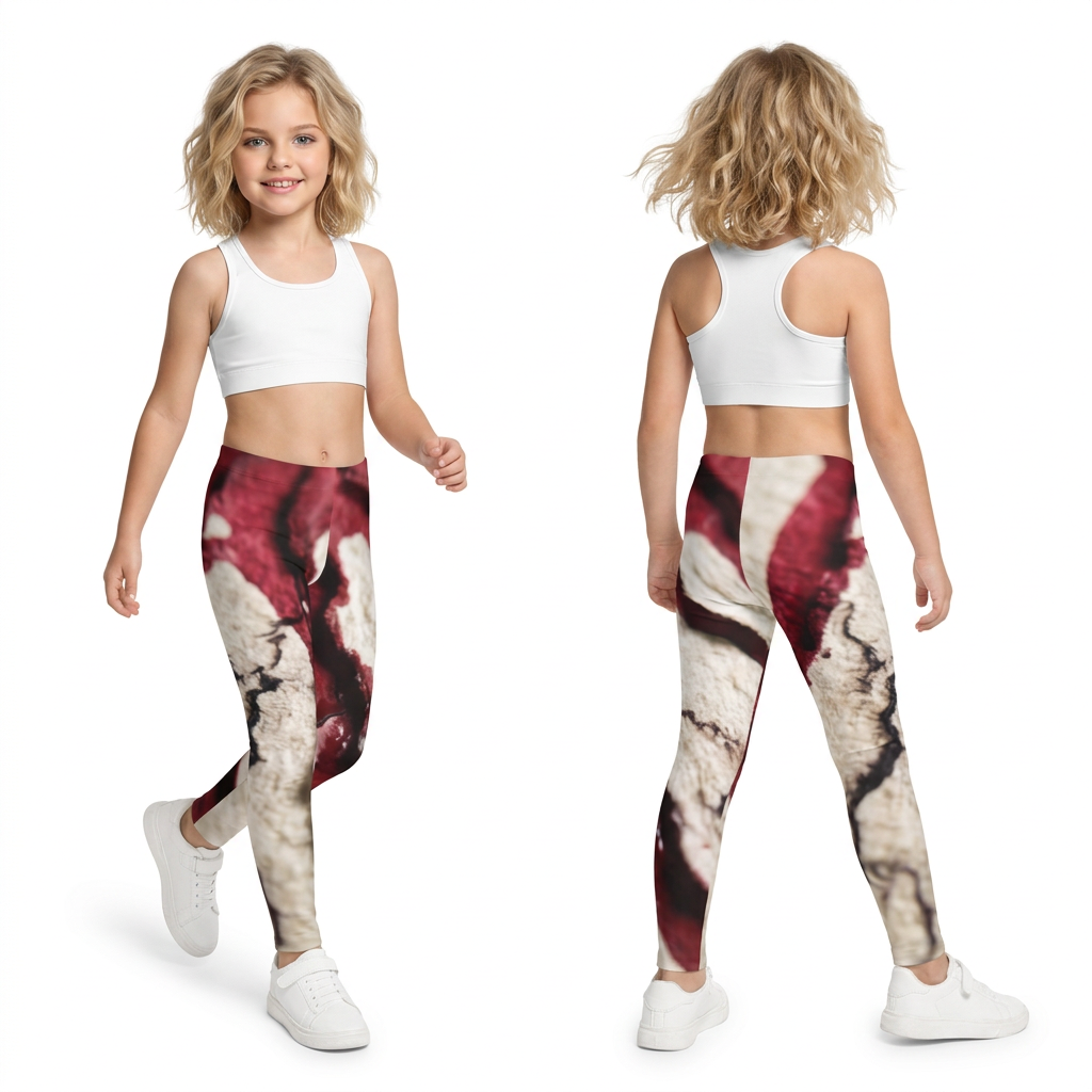 Leggings infantiles carmesí abstracto