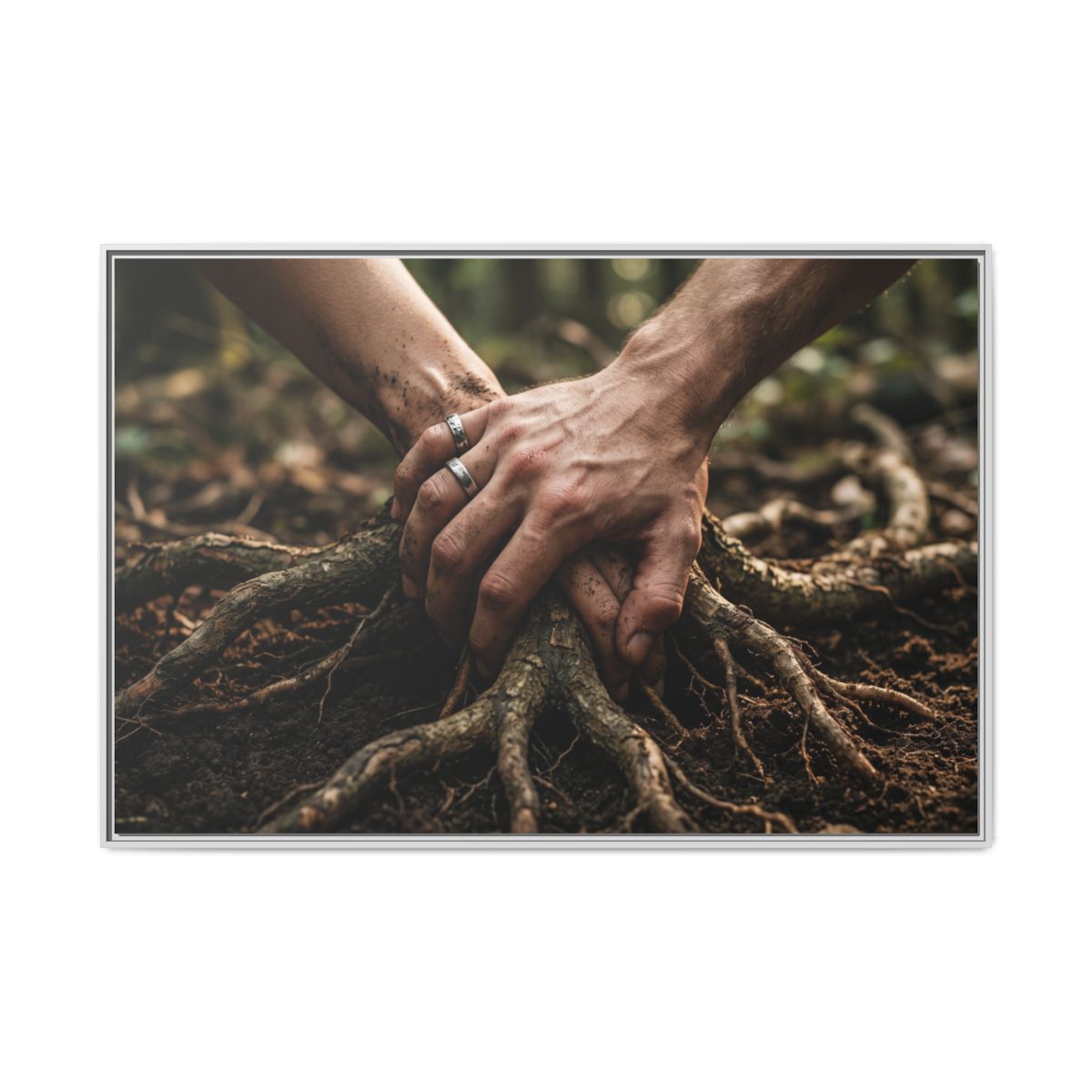 Framed Forest Roots Canvas Art with White Frame