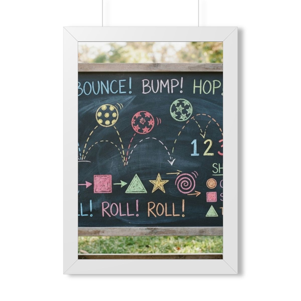 Framed Vertical Poster - Chalkboard Playground — White... |...