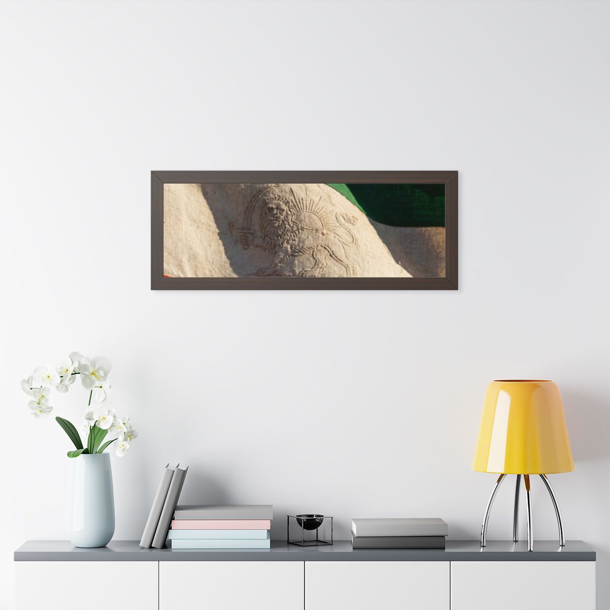 Framed Horizontal Poster - Vintage Persian Lion and Sun Flag...