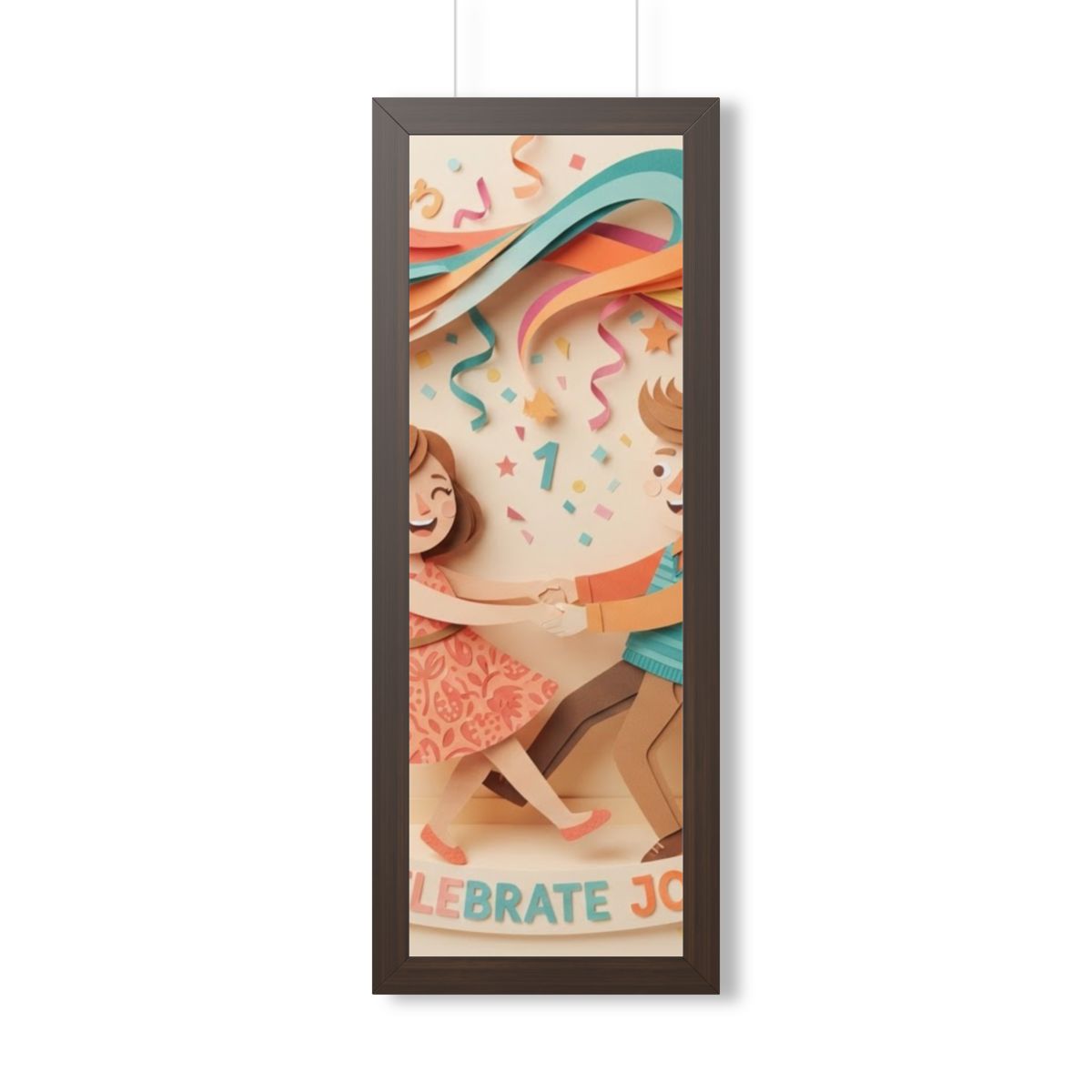 Framed Vertical Poster - Celebrate Joy Papercut Art... |...