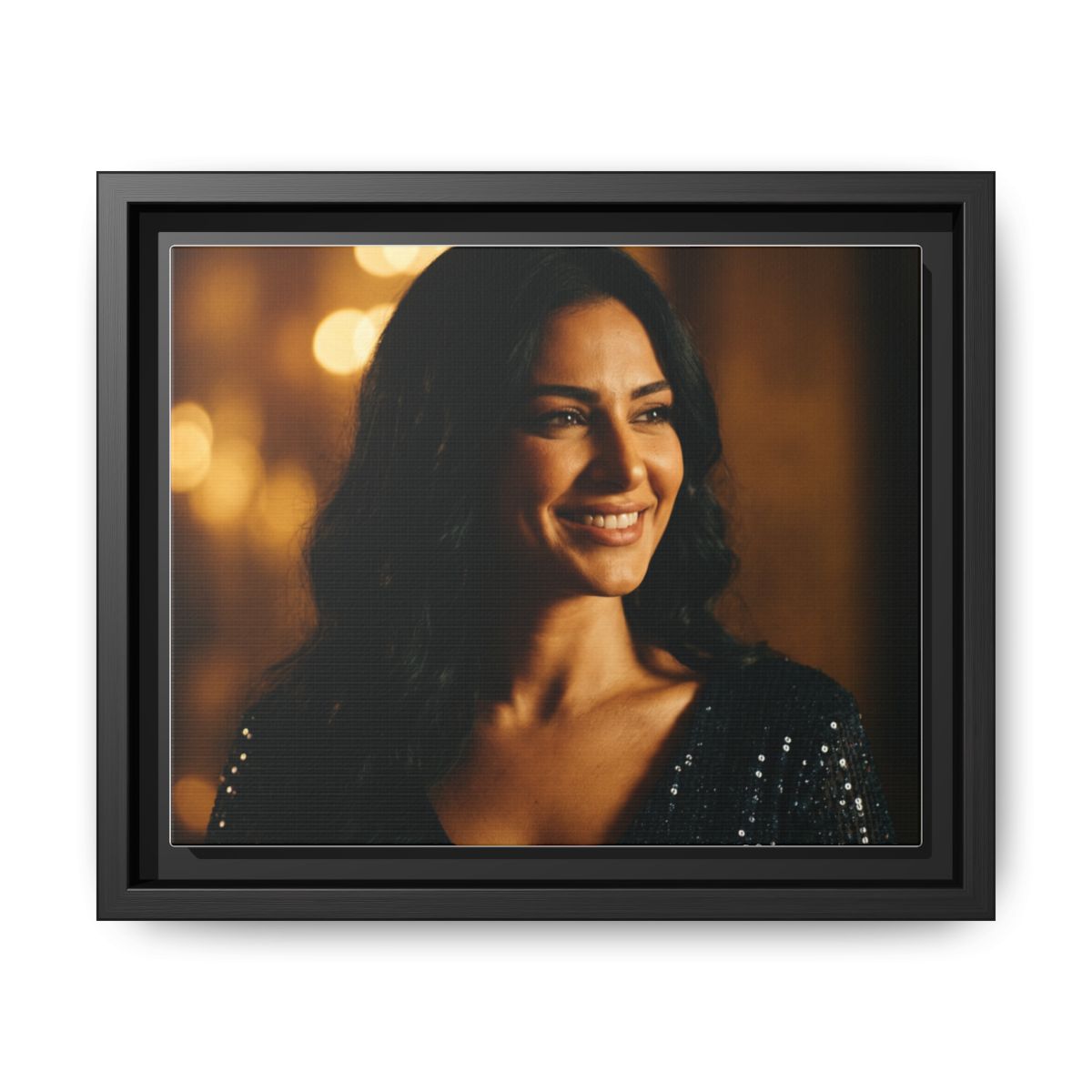 Framed Canvas Art - Golden Glamour — Black / 1.25"