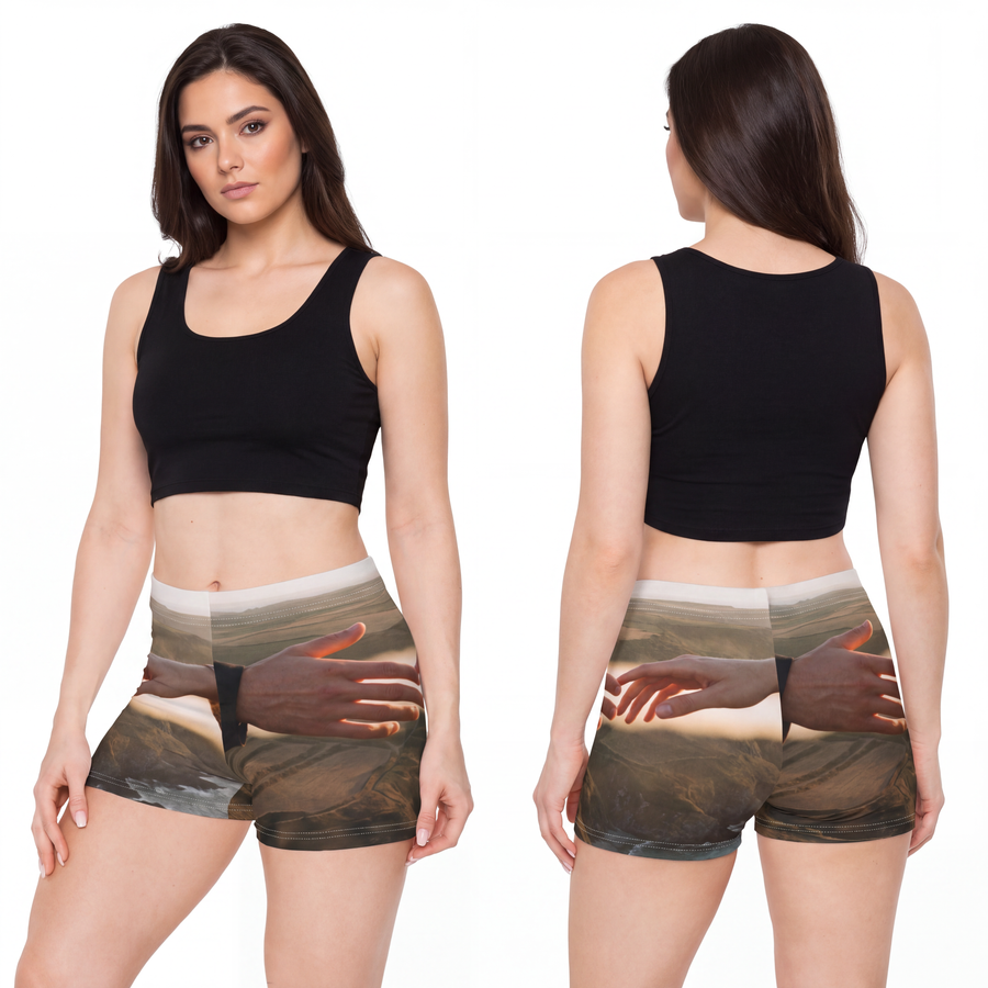 Women's Shorts - The Infinite Touch | Ethereal Coastal Art