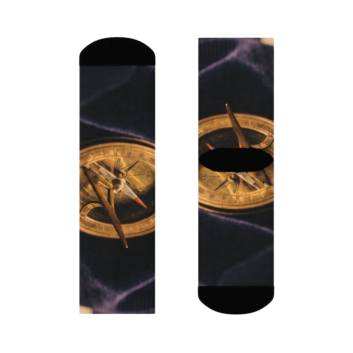 Brass Sundial Compass Crew Socks