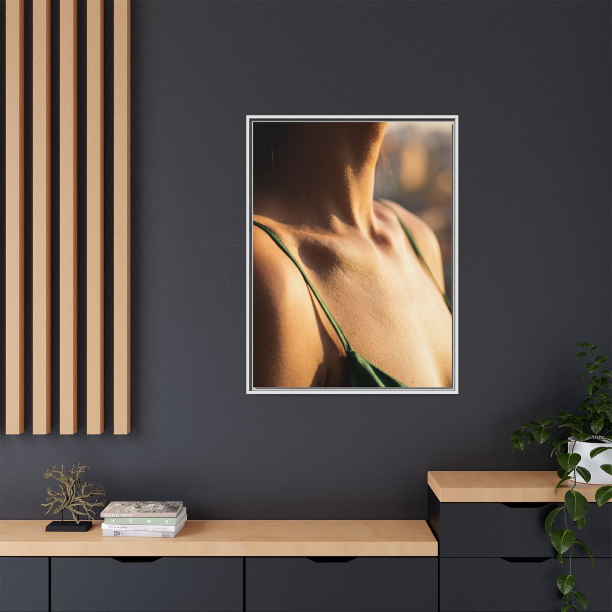 Golden Hour Matte Canvas - Framed Sunset Wall Art — White /...