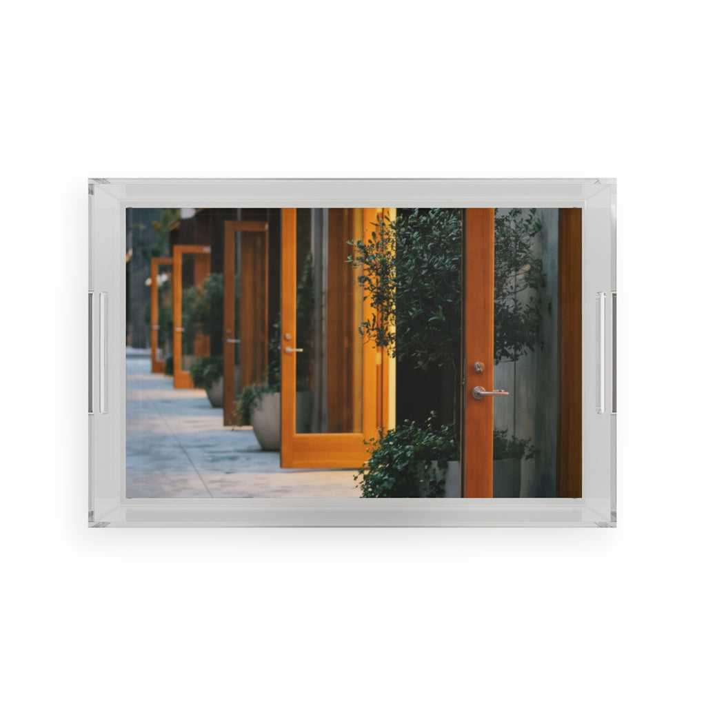 Acrylic Serving Tray - Twilight Courtyard | Echovira Gallery