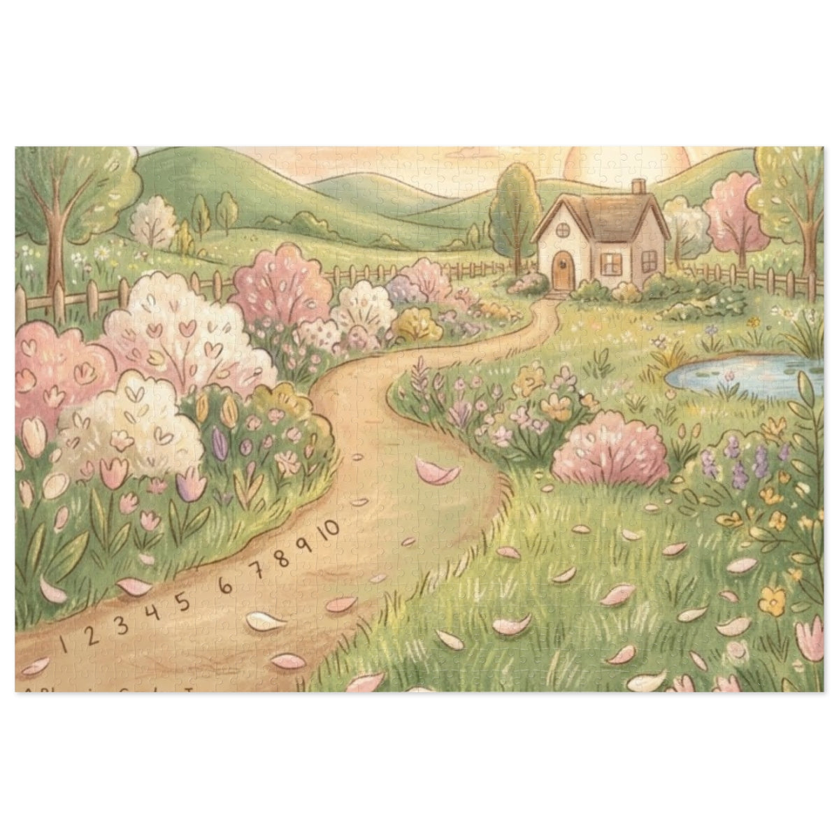Jigsaw Puzzle with Tin - Sunlit Meadow Cottage (30, 110... |...