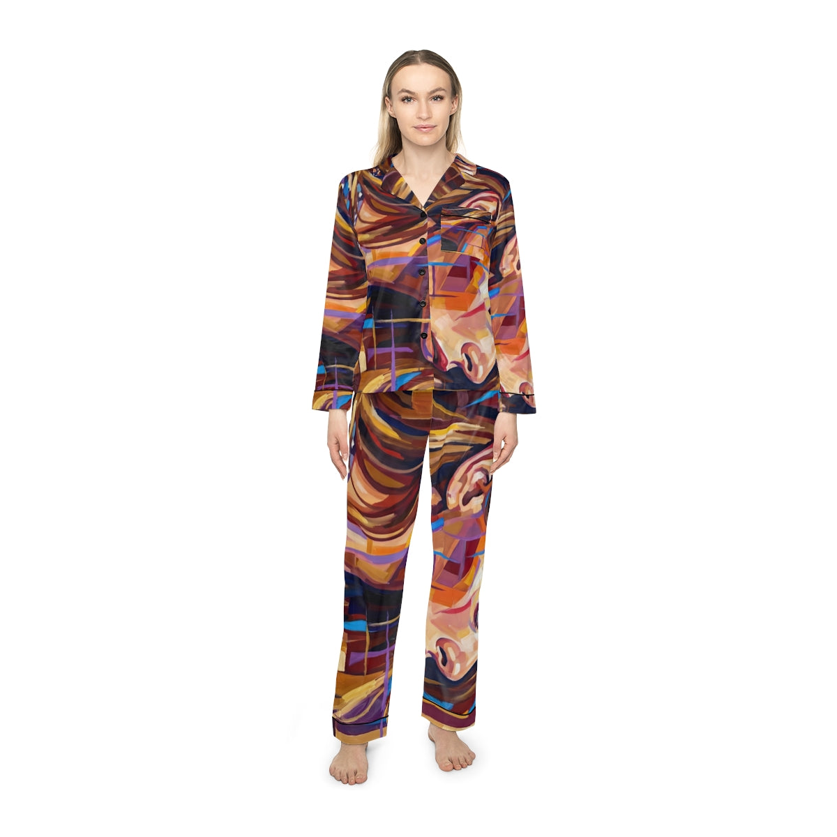 Women's Satin Pajamas - Shattered Elegance | Echovira...