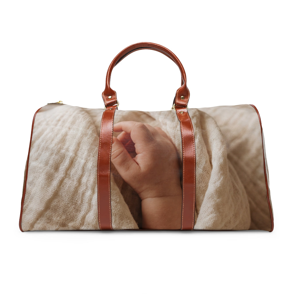 Waterproof Travel Bag - Soft Newborn Hand Aesthetic Artwork...