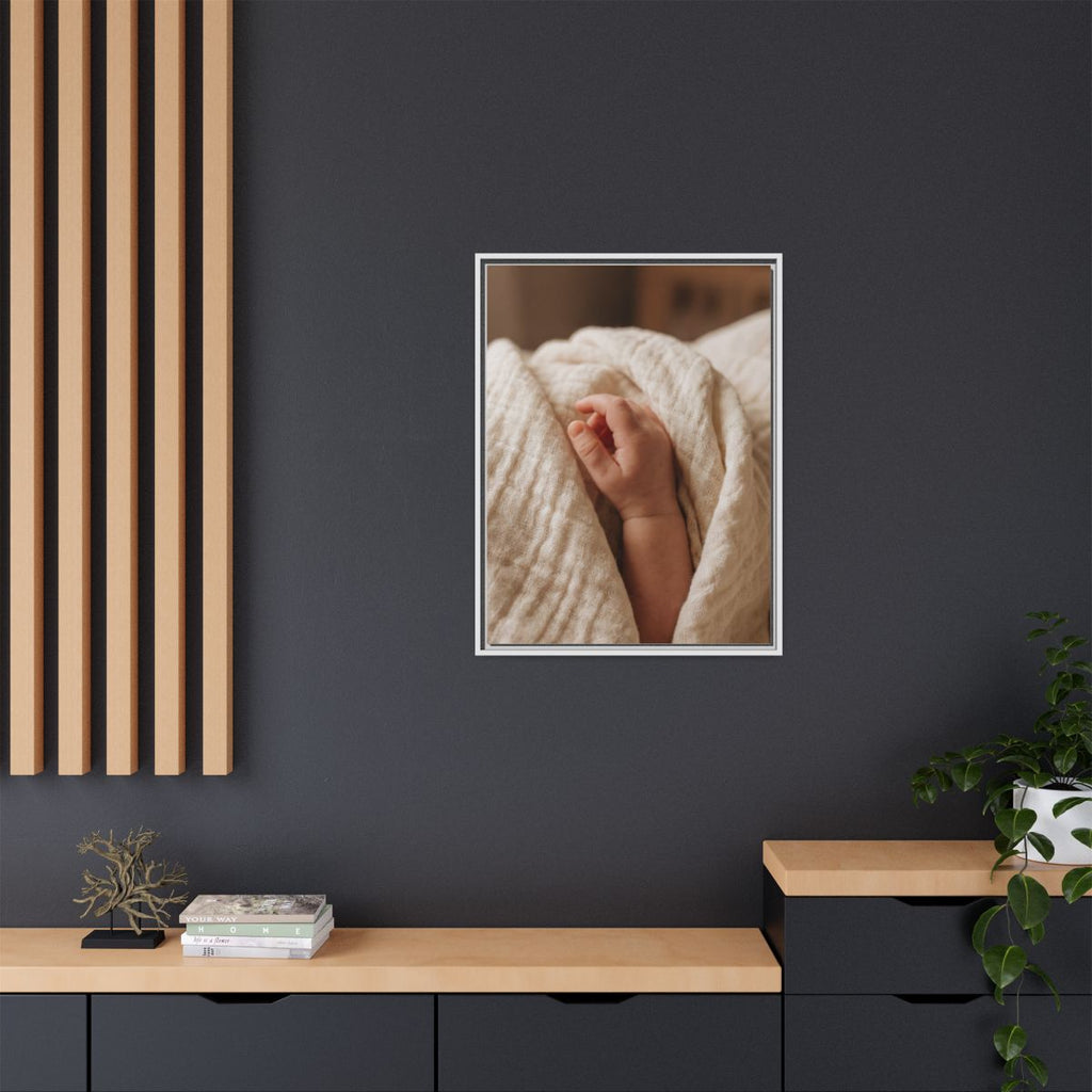 Framed Matte Canvas - Tender Newborn Hand (8×10, 9×12... |...