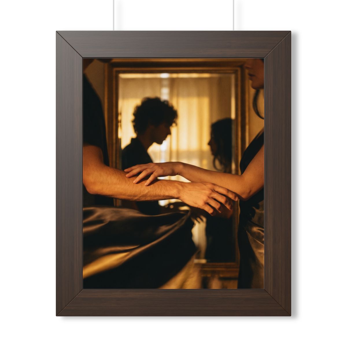 Framed Vertical Poster - Shadowed Silhouettes Romantic Art...